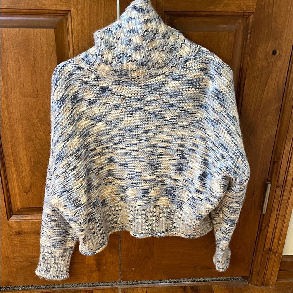 Forever 21 Blue and Cream Turtleneck Sweater
